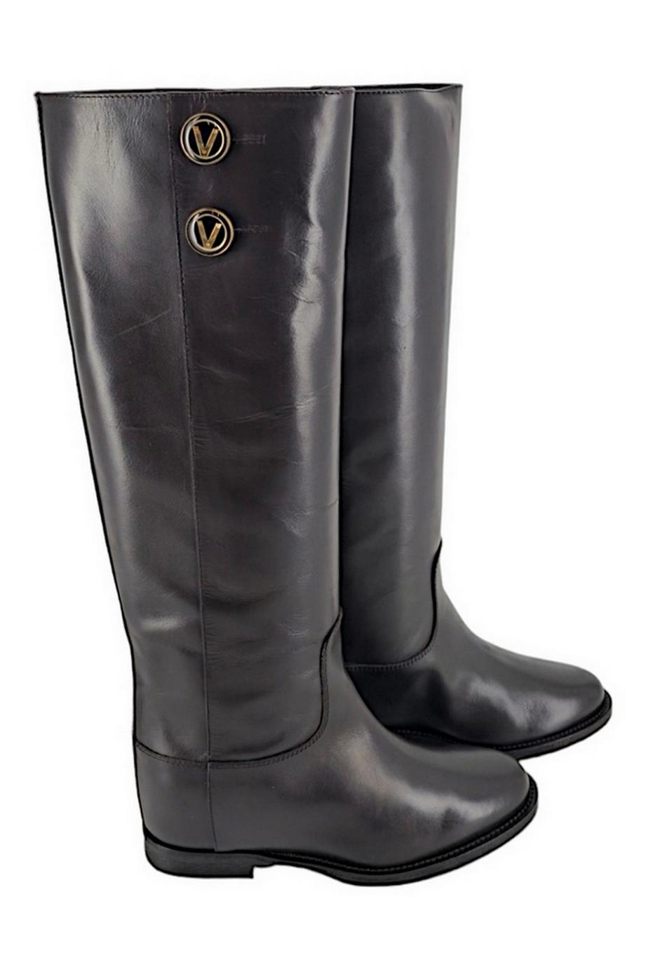 stivale donna in pelle marrone con bottoni 
