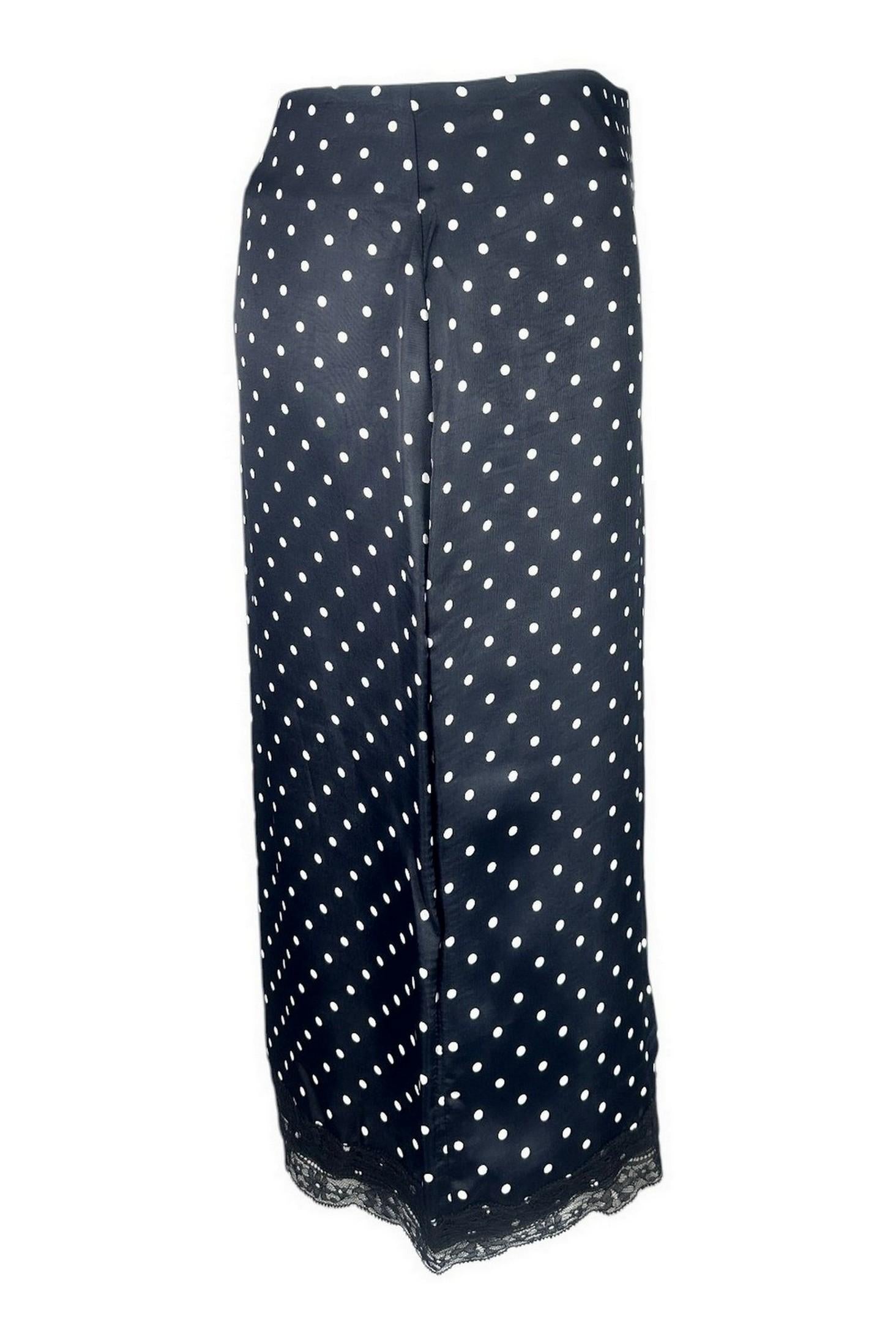 gonna donna in raso a pois nero e bianco 