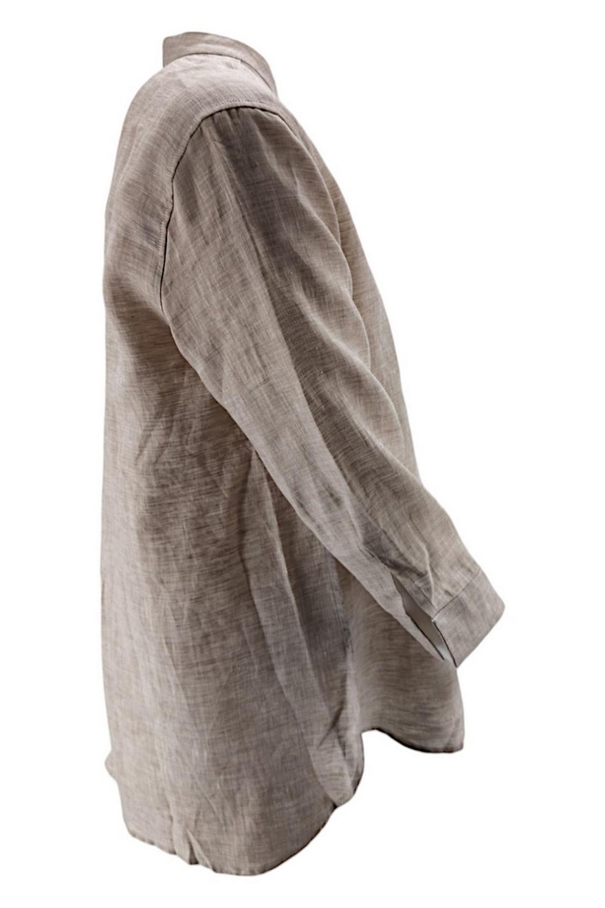 Camicia donna modello coreana in lino sabbia 