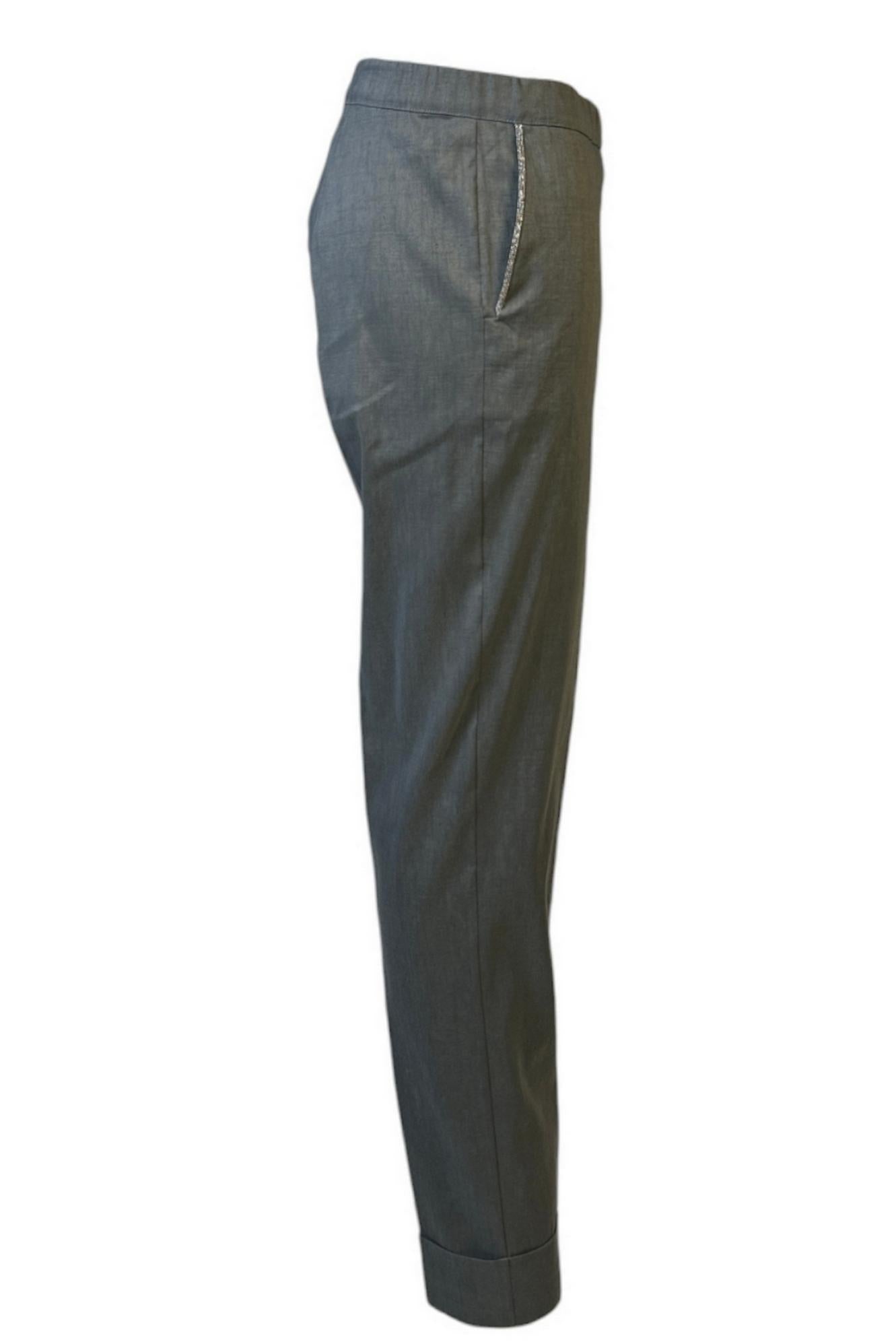 Pantalone grigio donna lino stretch 
