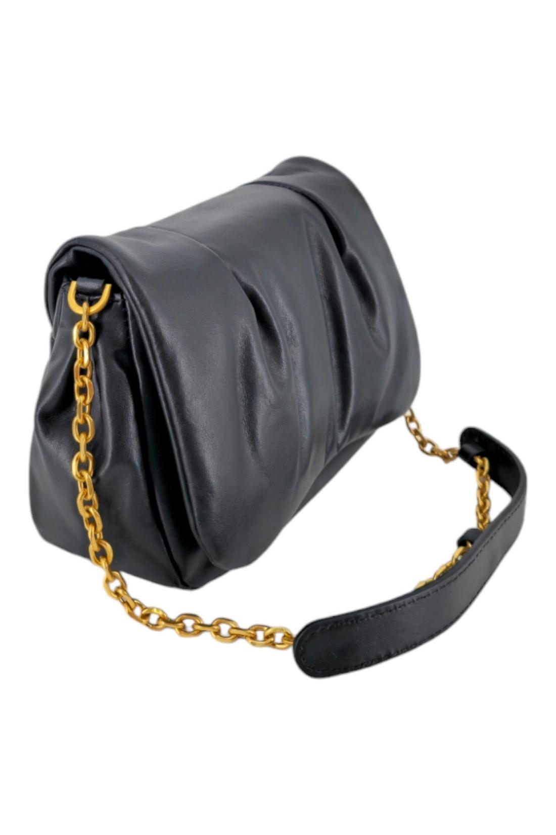 tracollina donna in pelle nera 