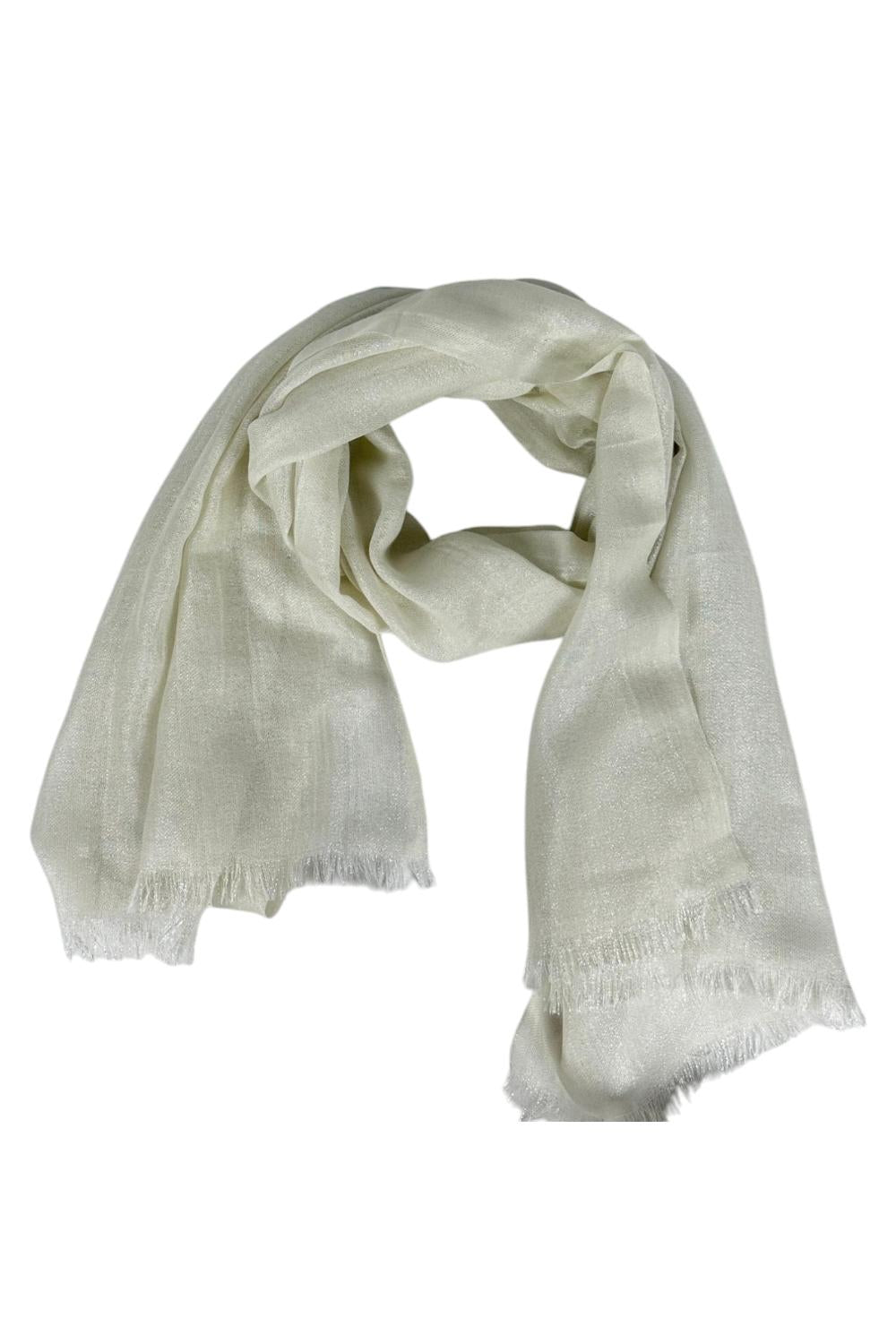 sciarpa donna in lurex latte 