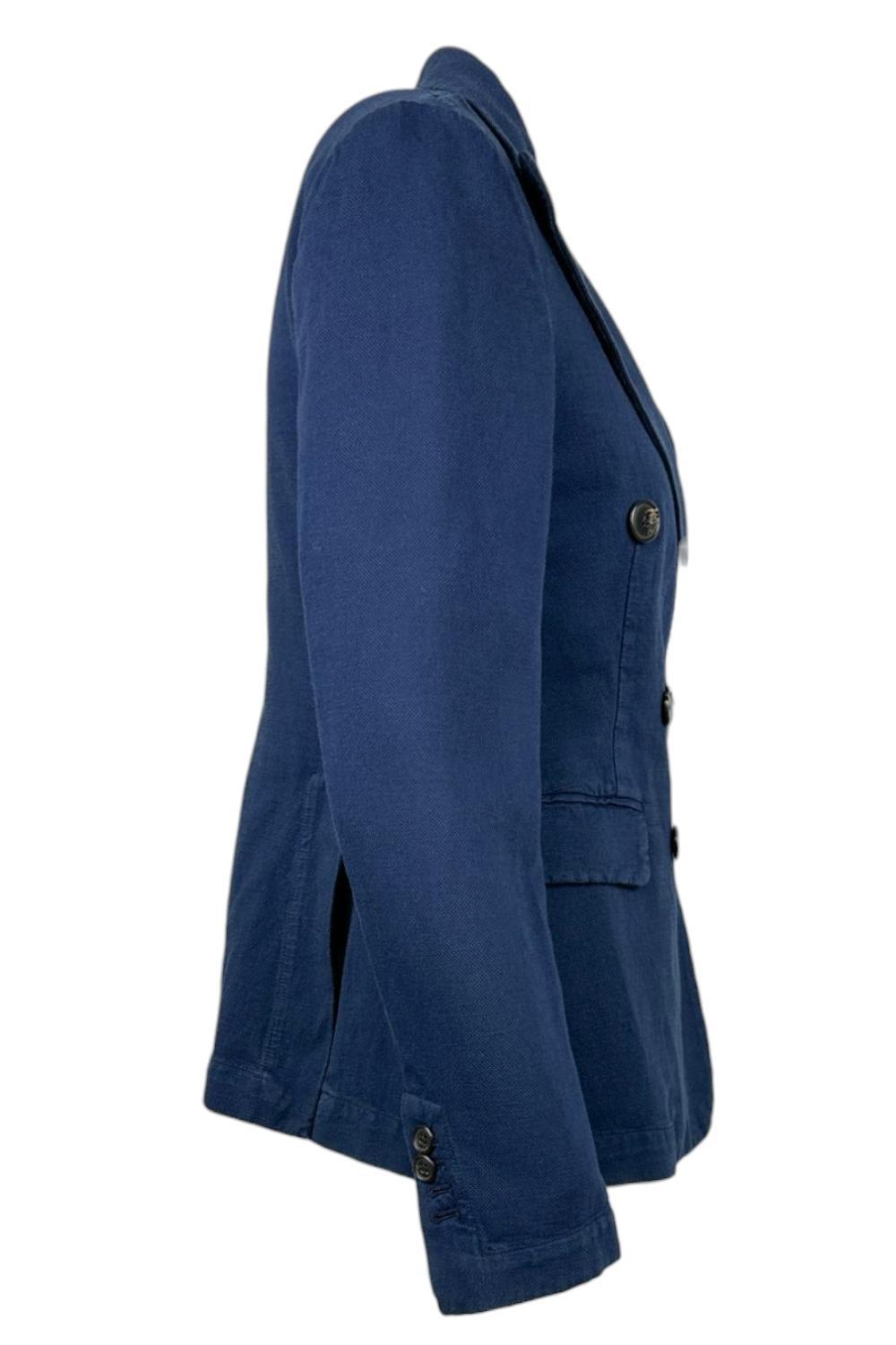 giacca donna doppiopetto in canvas blu 