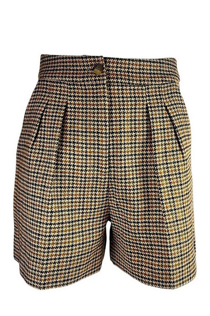 short donna check marrone 