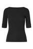 camiseta para mujer negra con escote barco Ralph Lauren