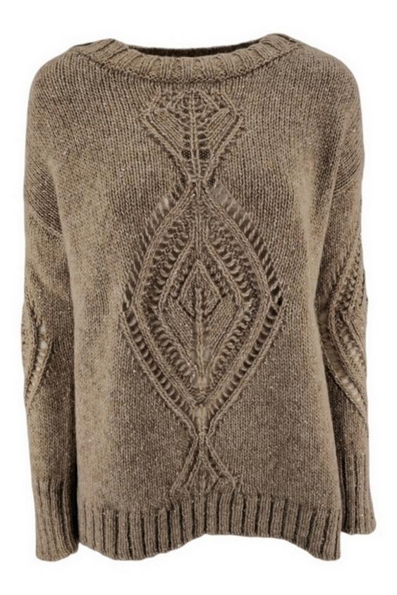 maglia donna con trafori nocciola 