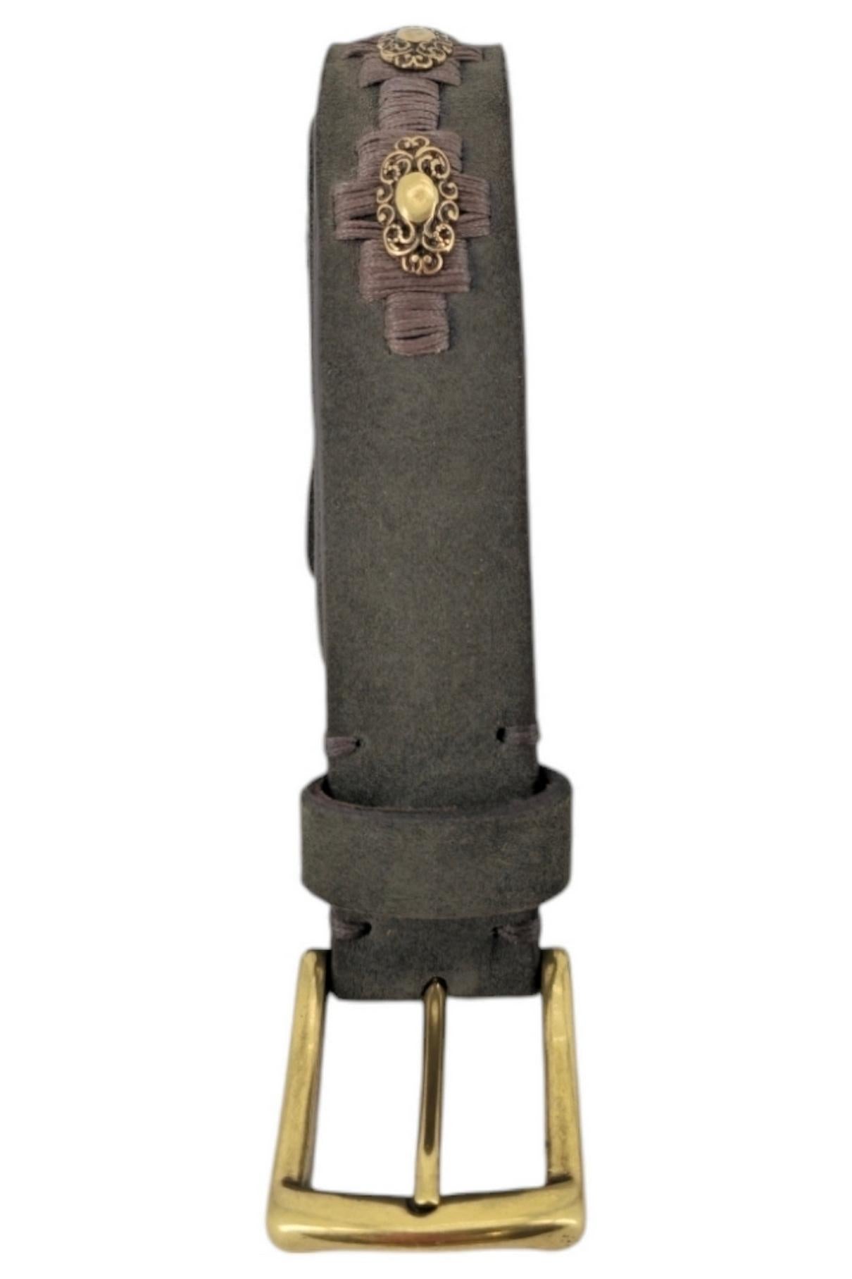 cintura donna in camoscio militare 