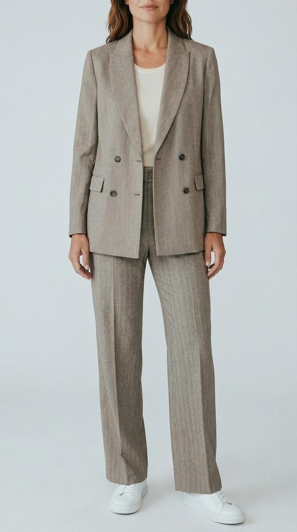 pantalone donna fantasia resca tabacco e bianco 