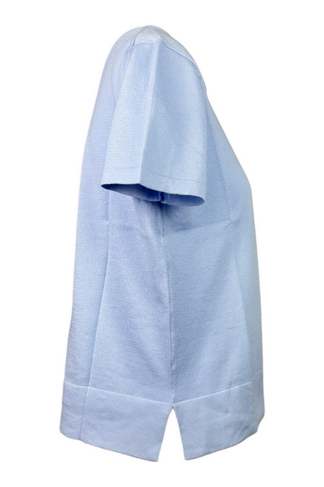t-shirt donna in maglia azzurro 
