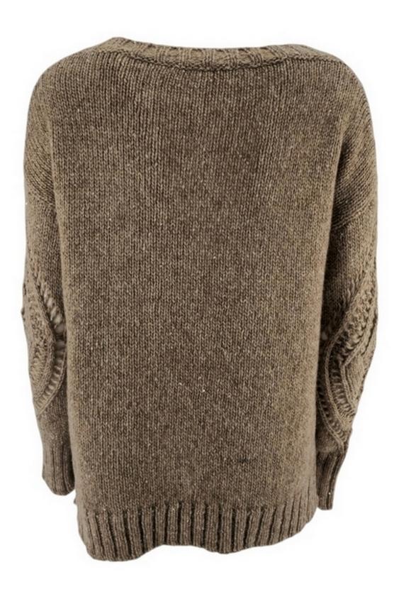 maglia donna con trafori nocciola 