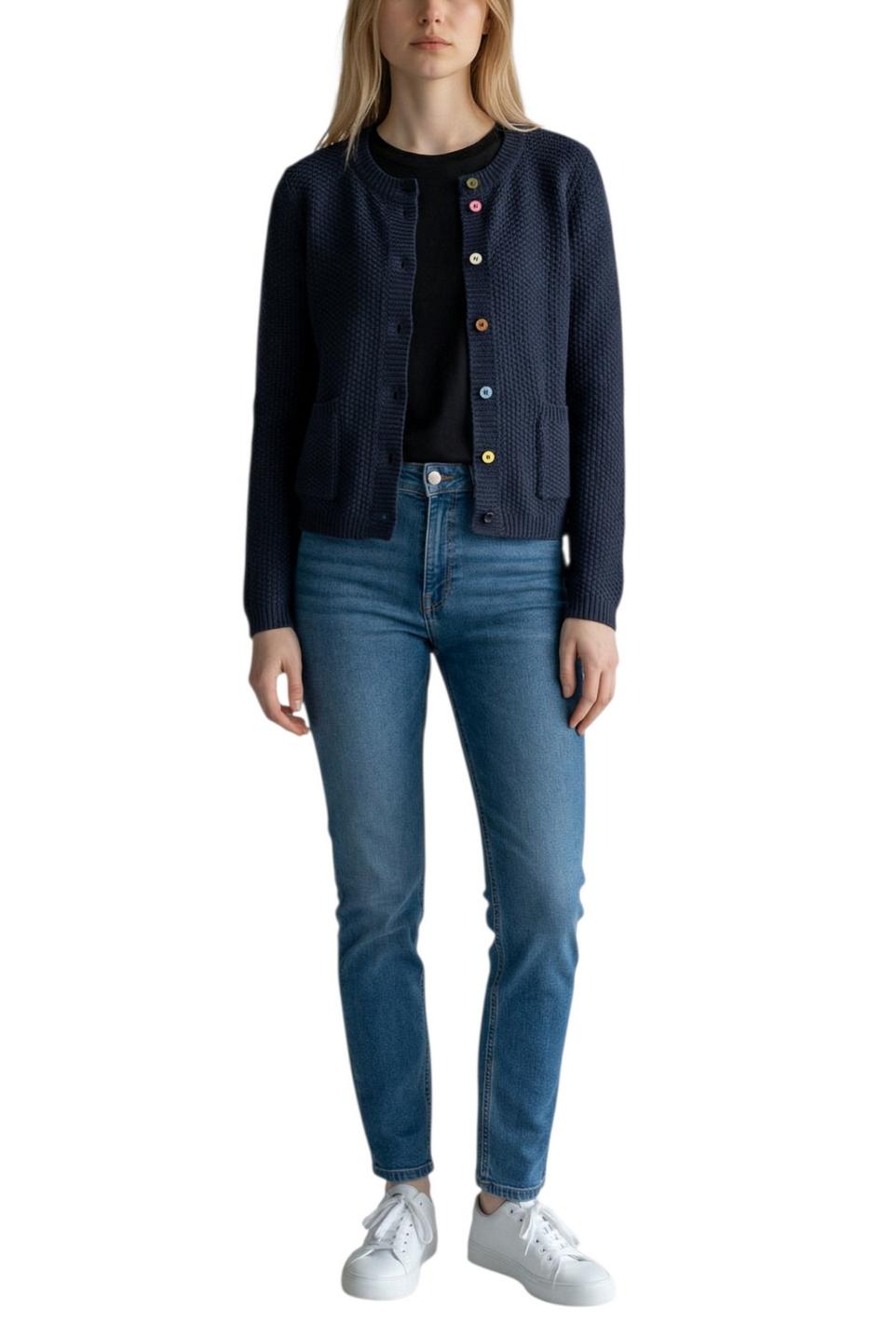 cardigan donna grana di riso blu 