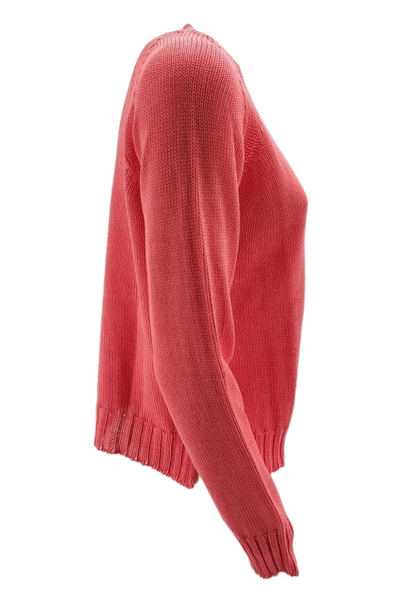 maglia donna corallo girocollo modello a scatola 
