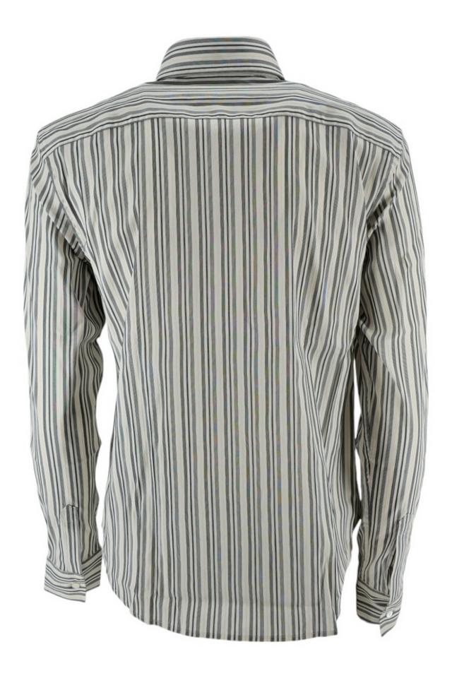 camicia donna fantasia a righe bianco e grigio 