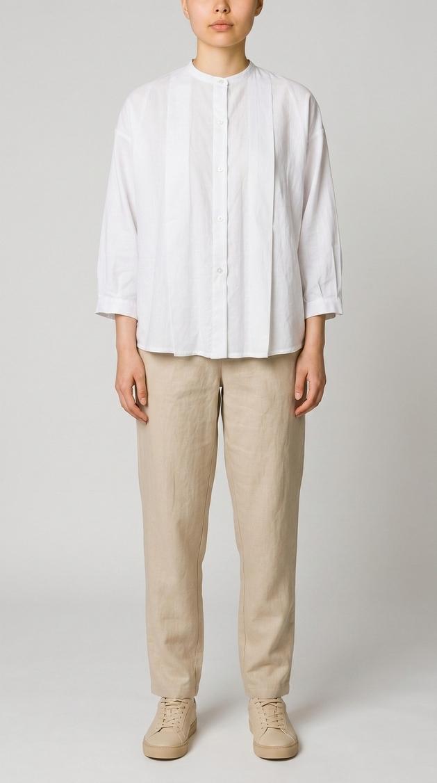 camicia donna over in mussola bianco 