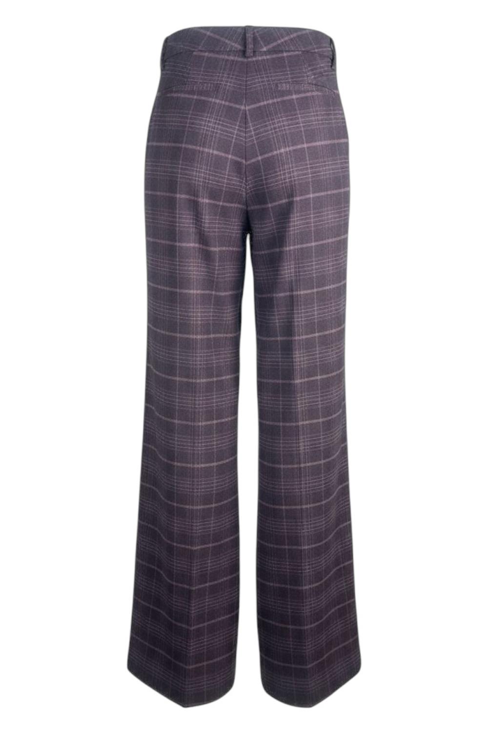 pantalone donna largo in flanella melanzana 