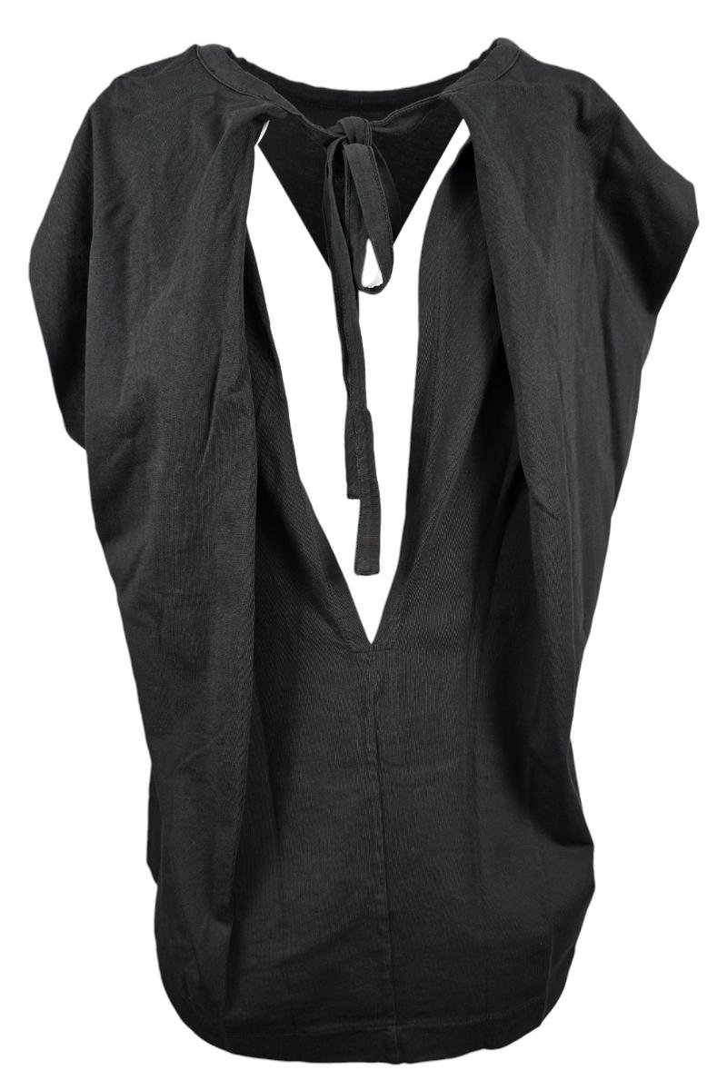 t-shirt donna con aperura nella schiena nero 