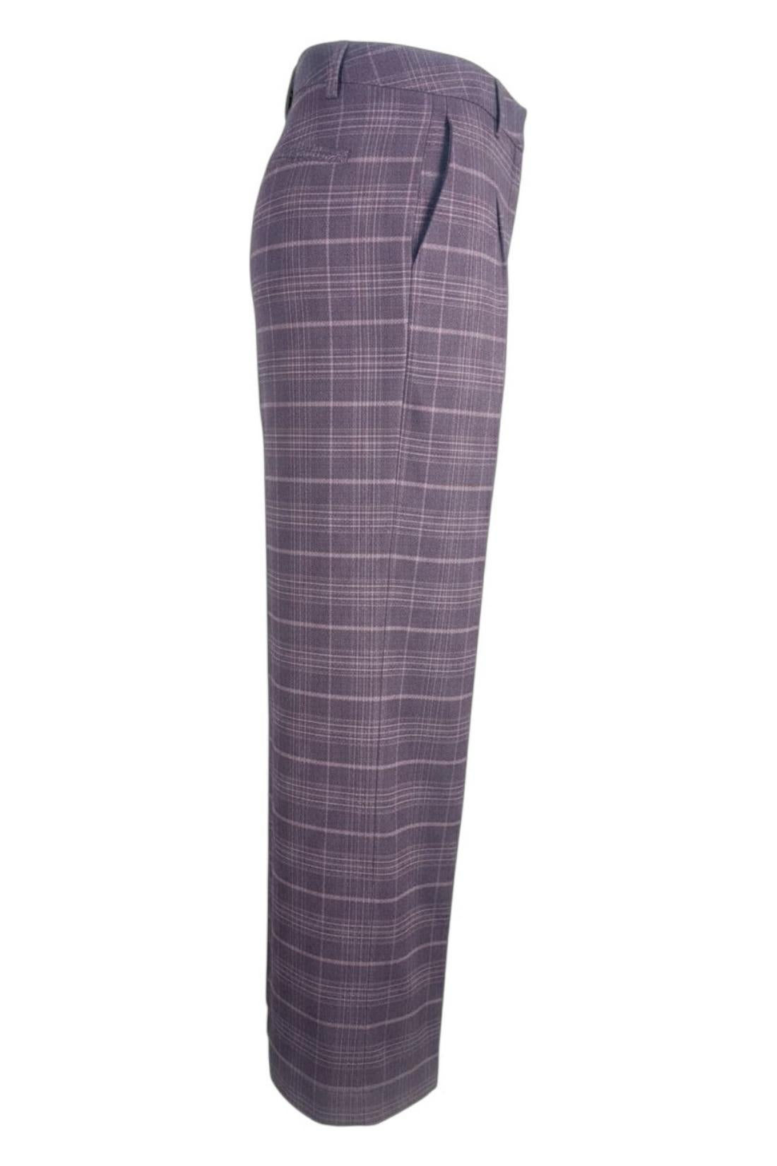 pantalone donna largo in flanella melanzana 