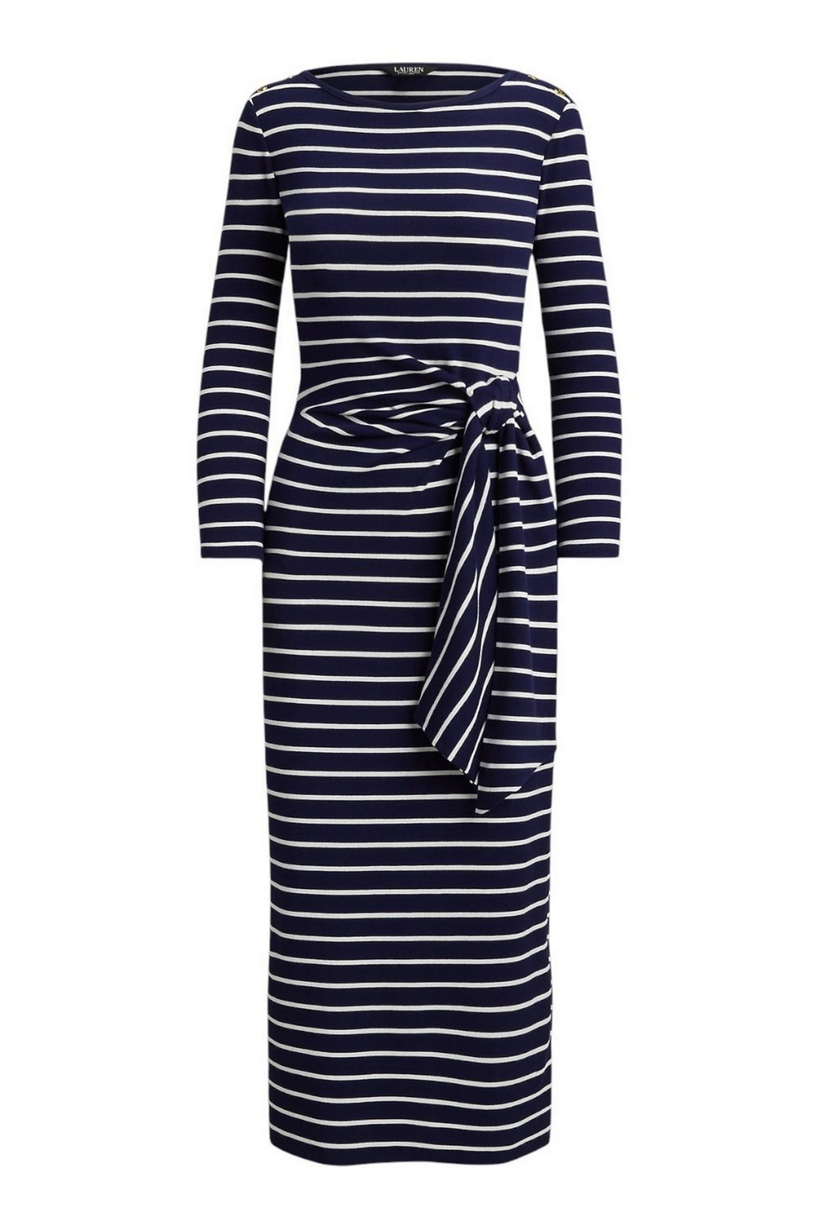 abito donna a righe blu e bianco con nodo 