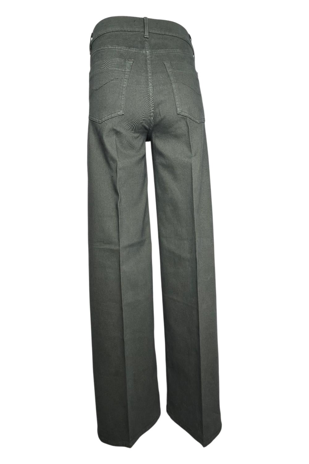 pantalone donna largo in gabardina di cotone militare 