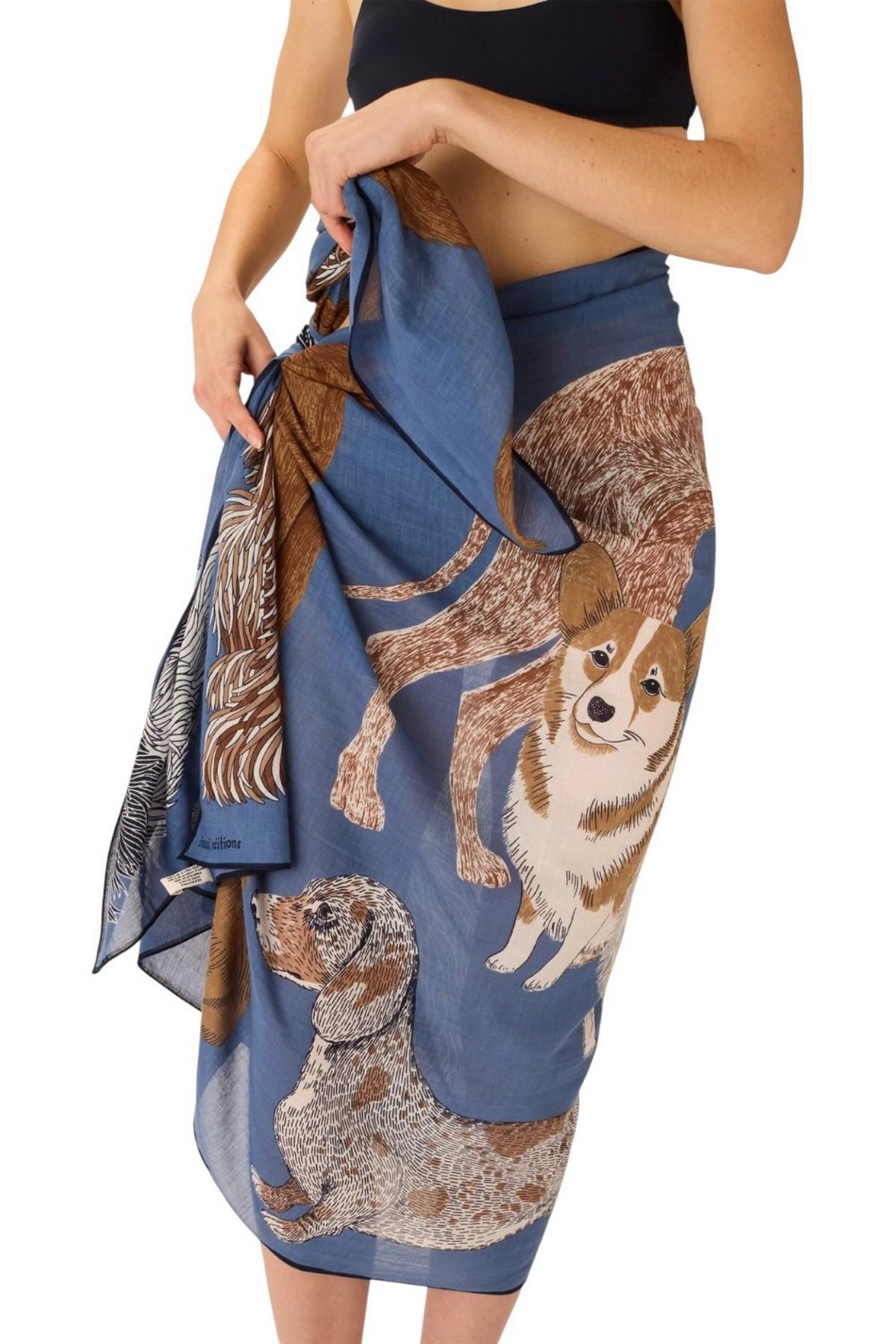 sciarpa donna 100x190 fantasia toutou blu 