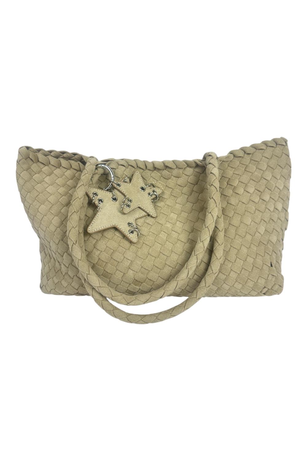 shopping donna in eco-daino intrecciato sabbia 