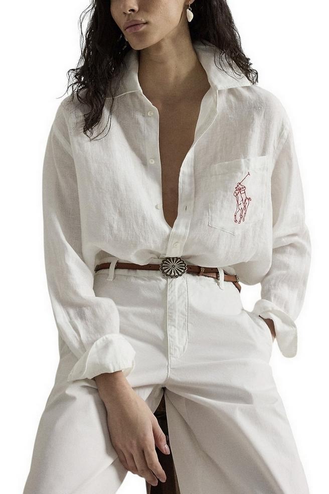 camicia donna con big pony bianco 
