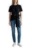 t--shirt donna mezza manica  con fiocco nero A rovescio