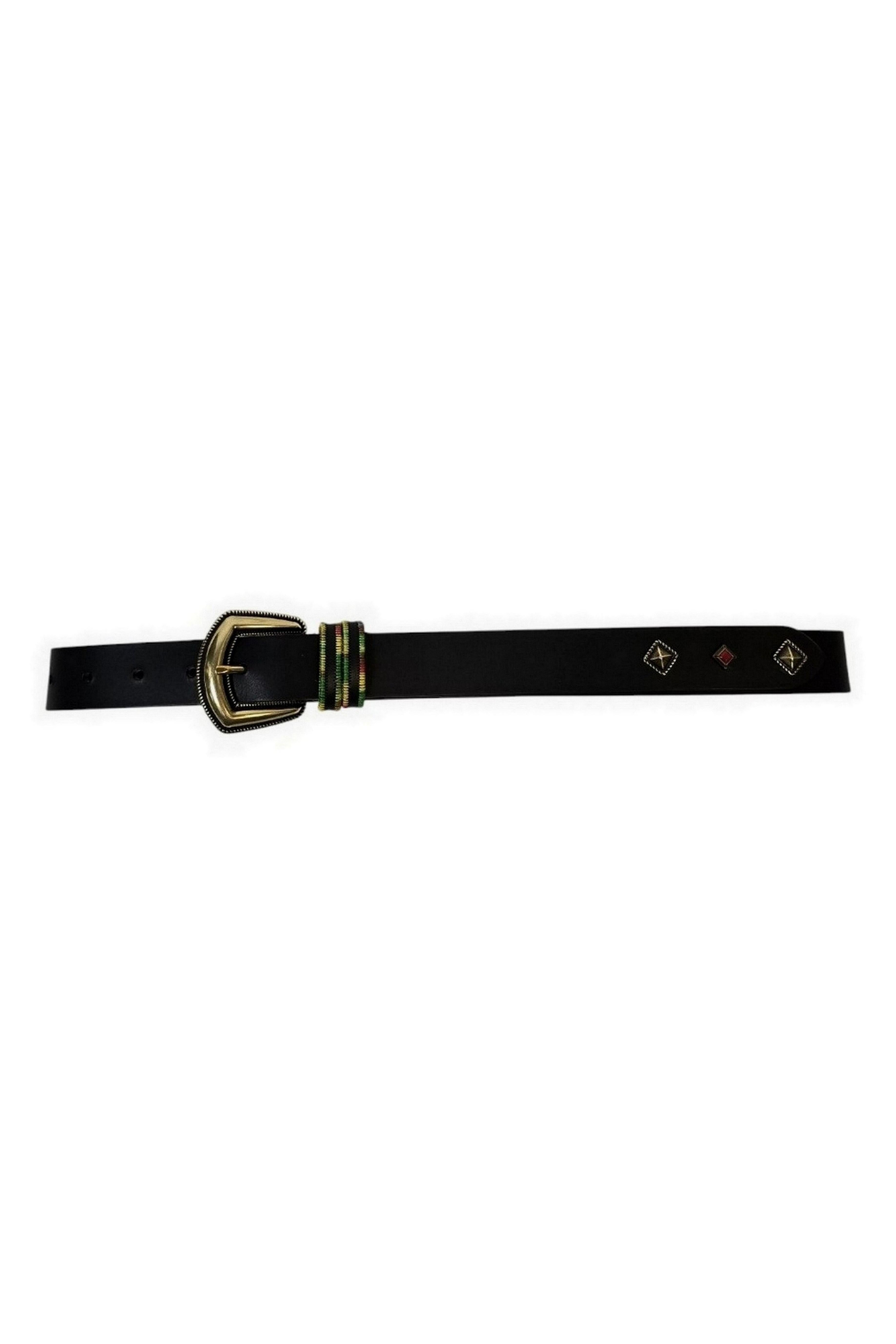 cintura donna bassa nero con passante multicolor 