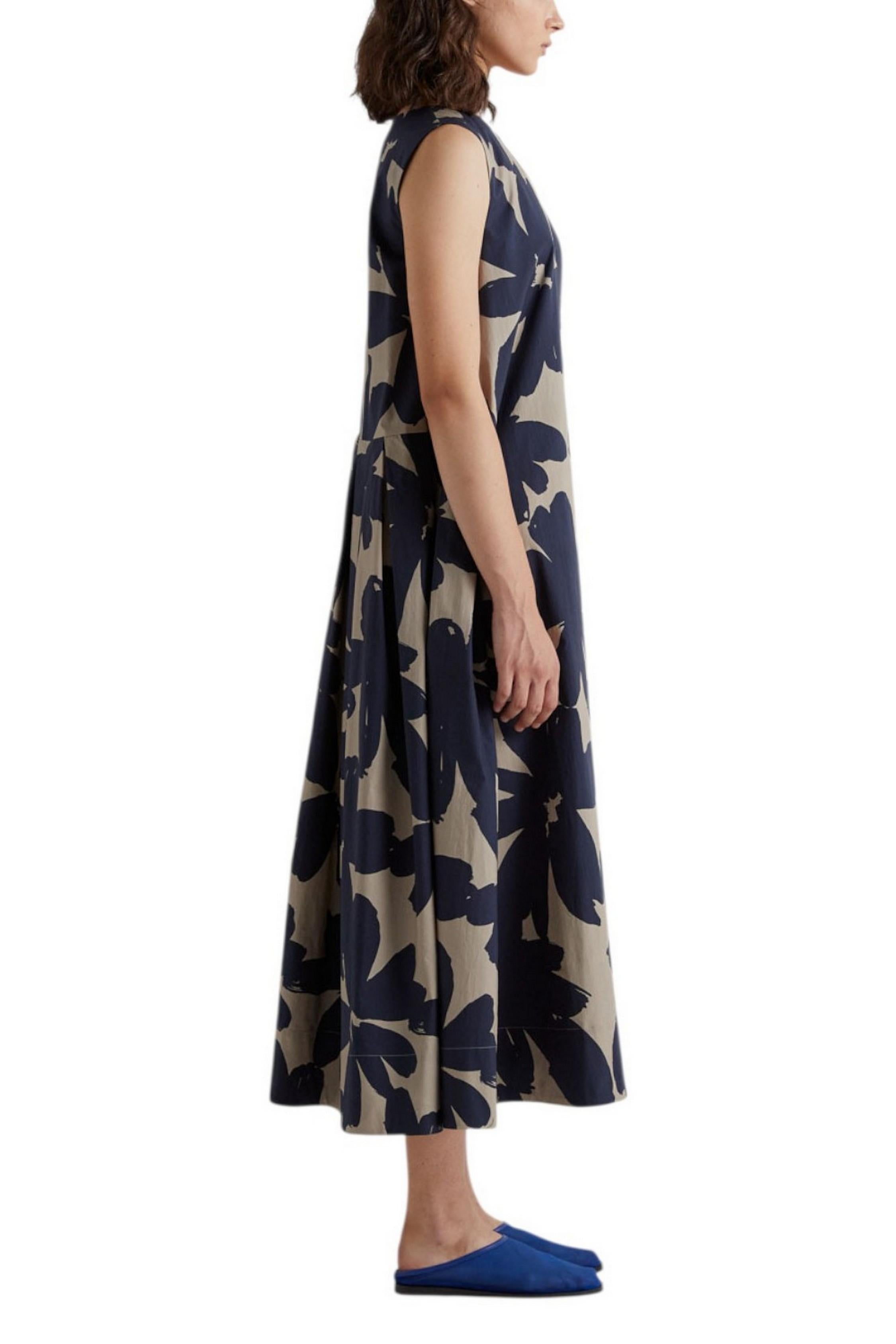 abito donna fantasia fiori beige e blu 