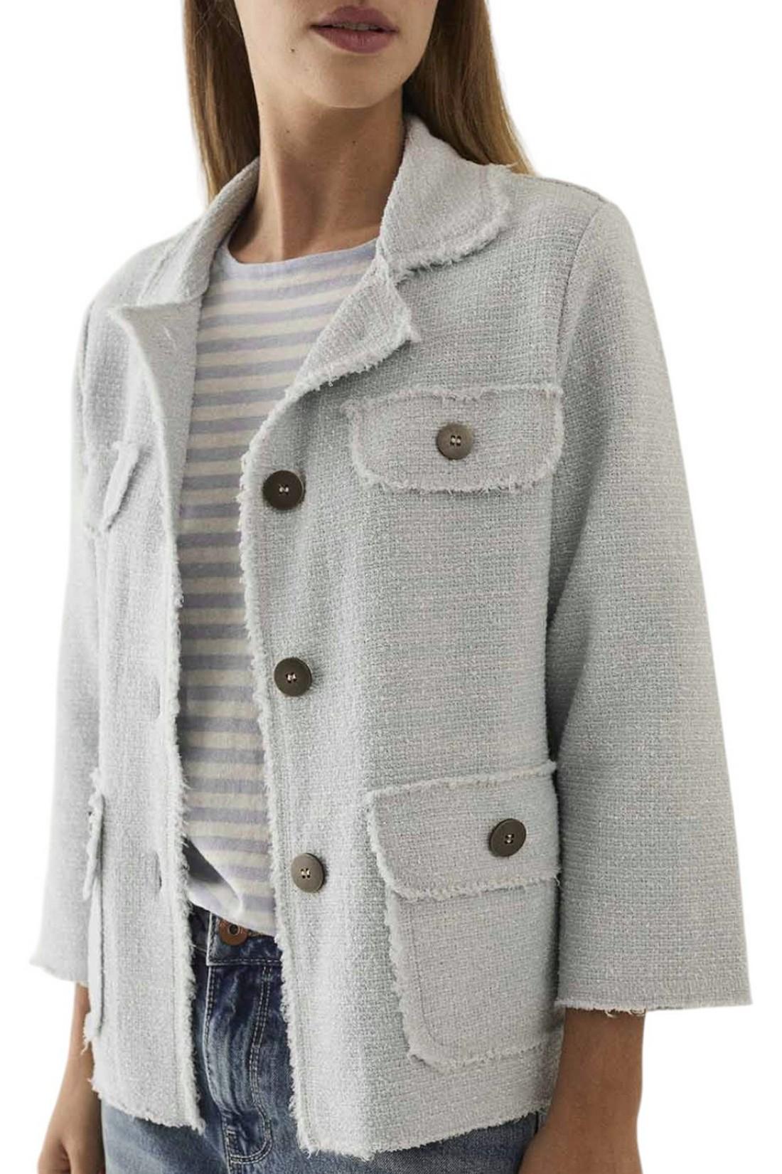 giacca donna con taschini azzurro 
