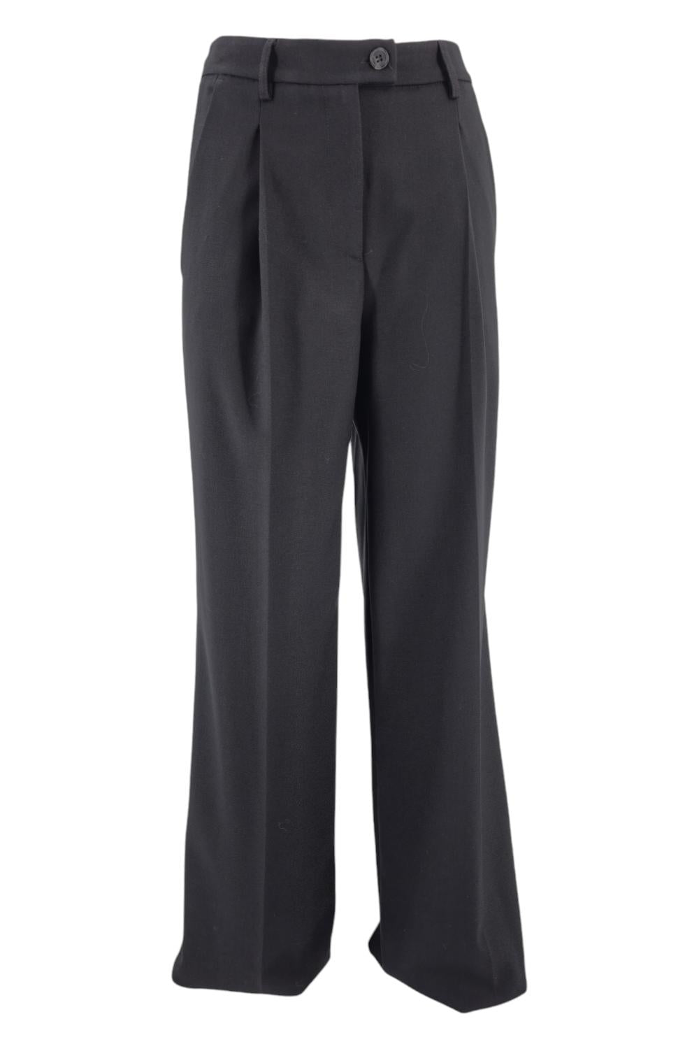 pantalone largo con pinces nero 