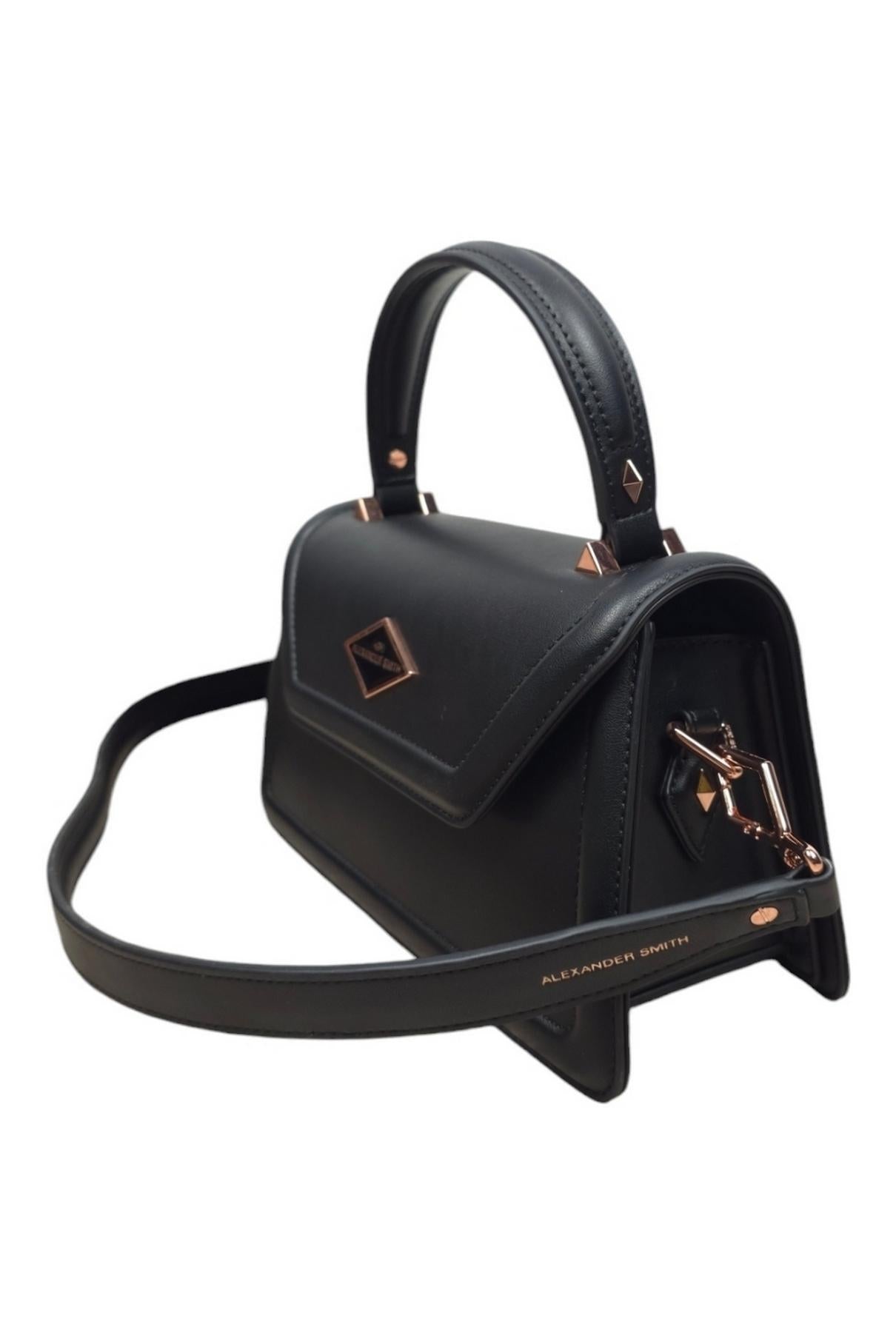 borsa donna elisabeth medium in ecopelle liscia nero 