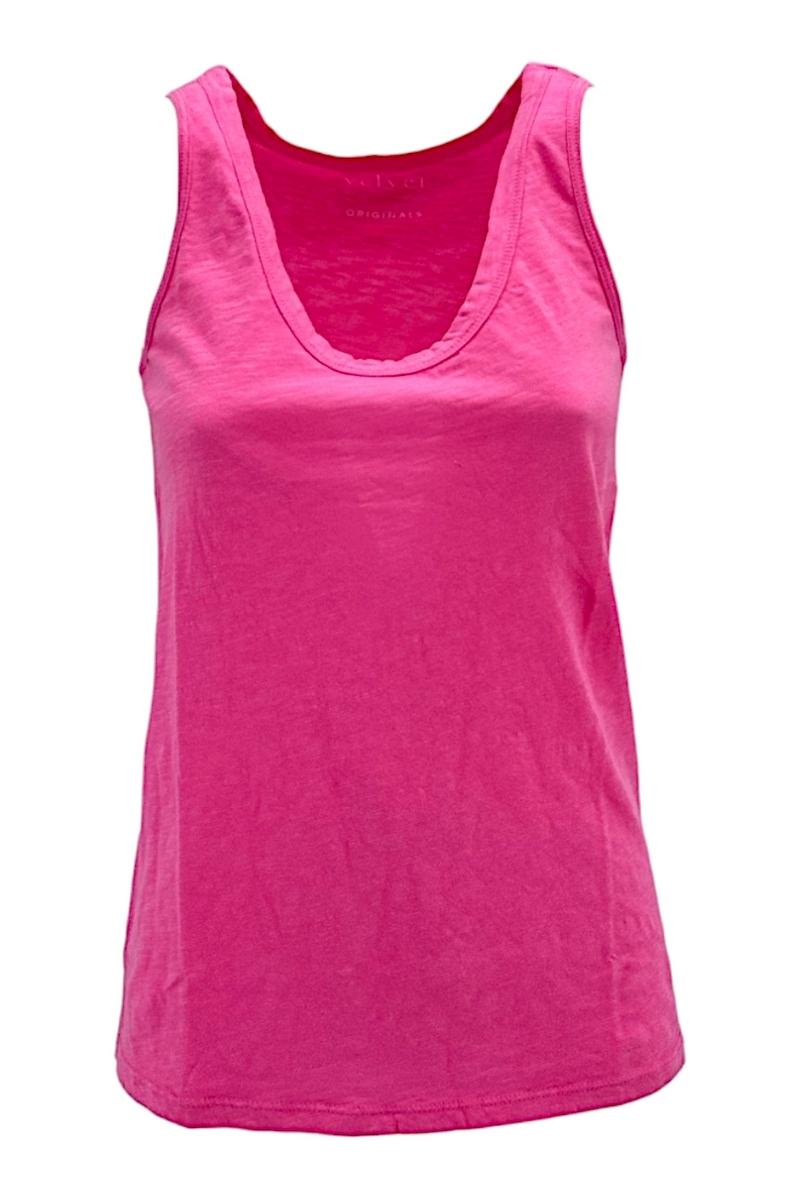 canottiera donna in cotone fiammato rosa 