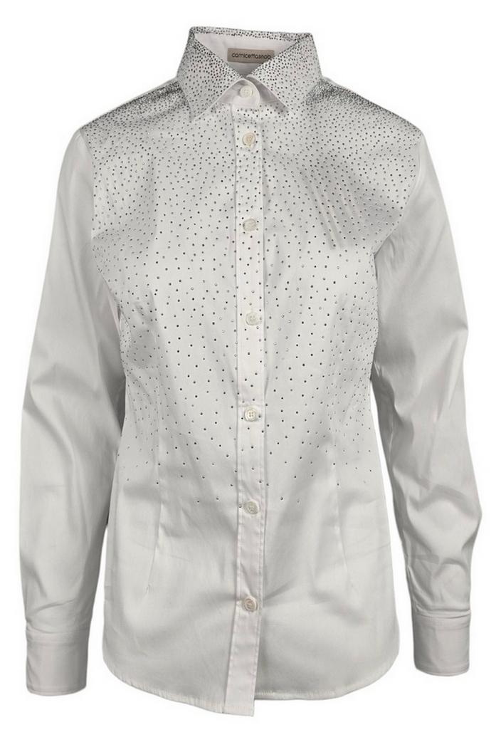 camicia donna con borchie bianco 