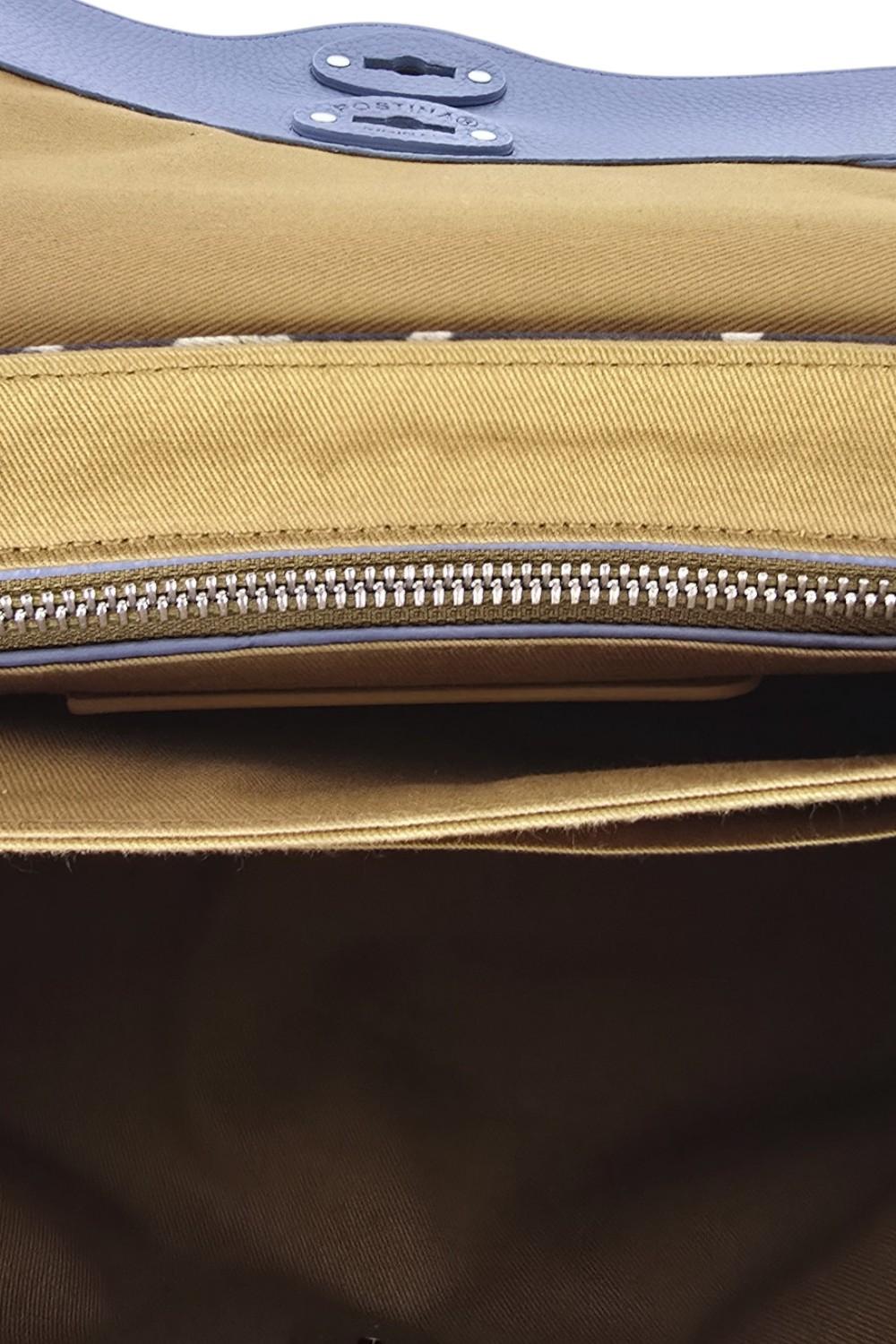 borsa donna postina small in nylon maculato azzurro e beige 