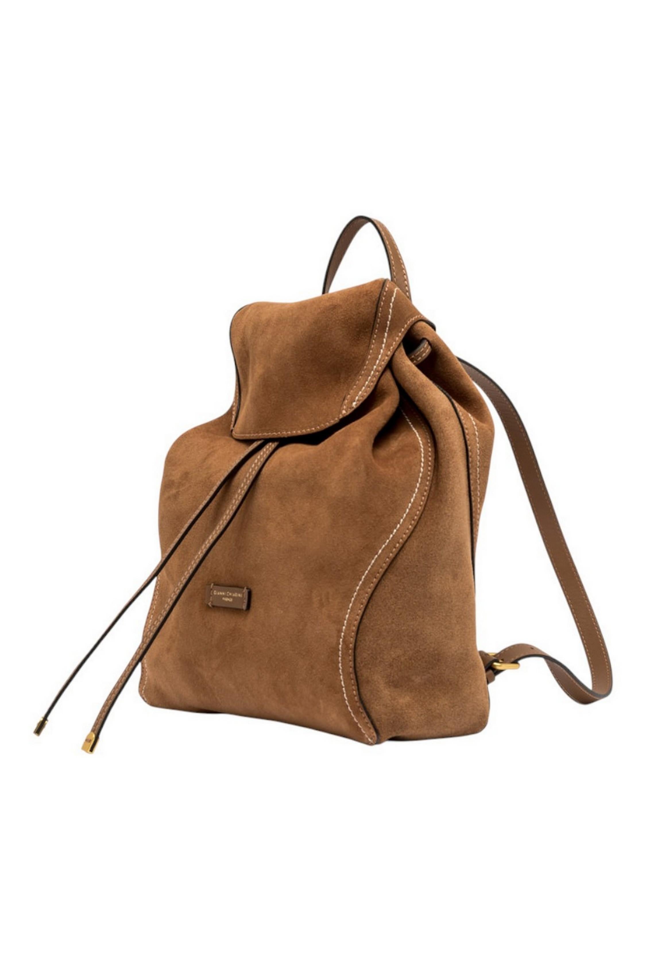 zaino donna violette in camoscio caramello 