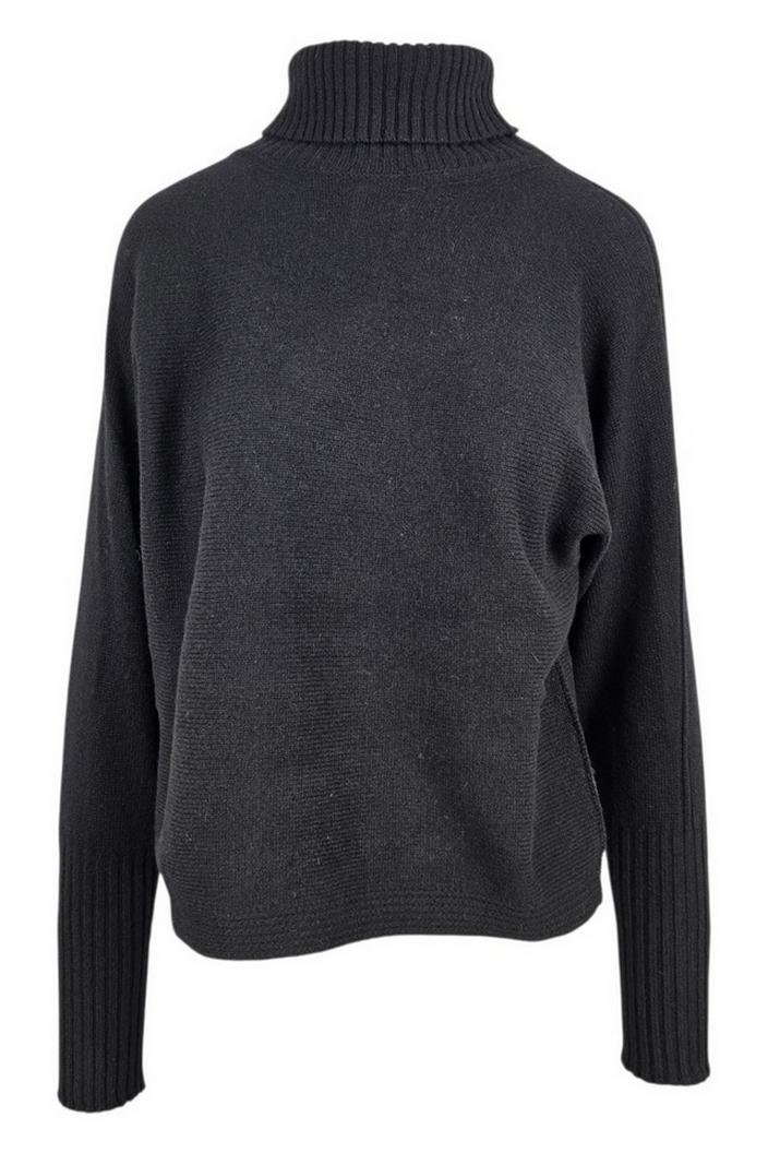 maglia donna dolcevita corta nero 