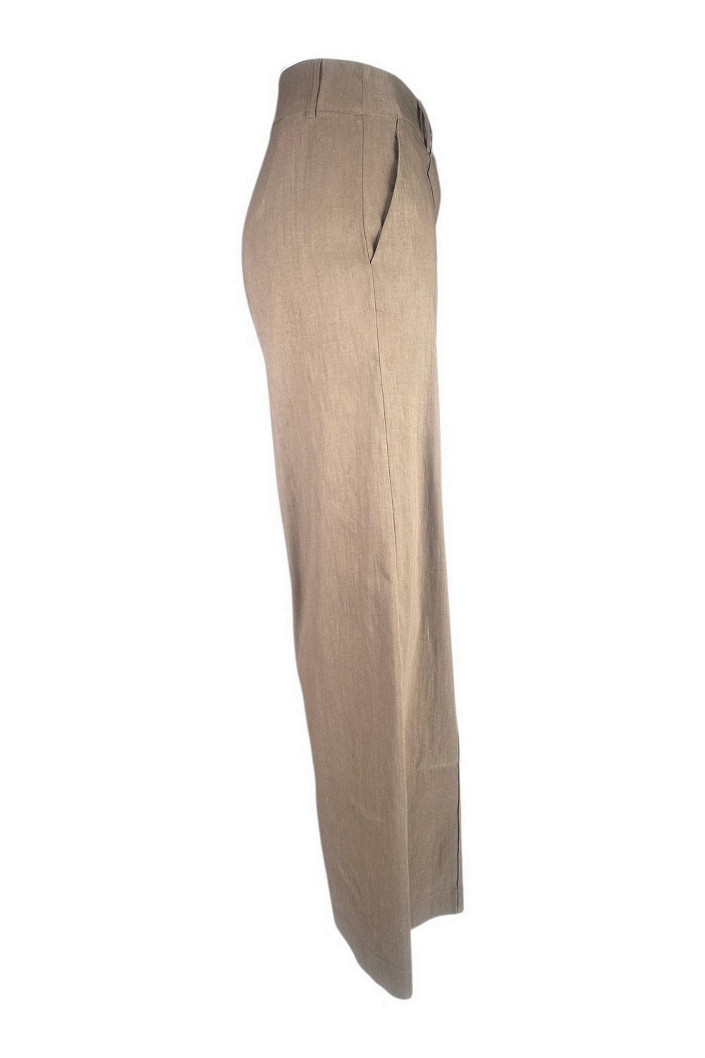 pantaloni donna in lino beige 