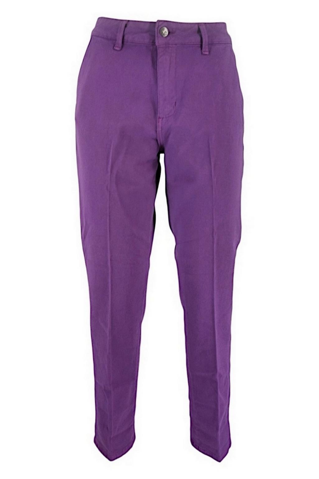 Pantalone donna viola tasca all'americana 