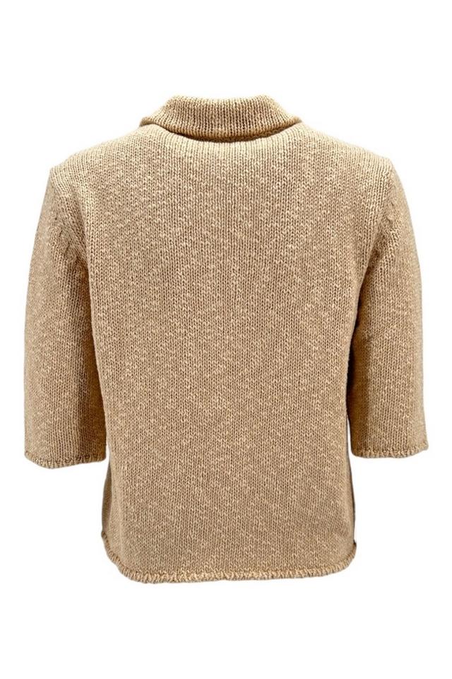 Giacca donna a scatola in maglia corda con manica tre quarti 