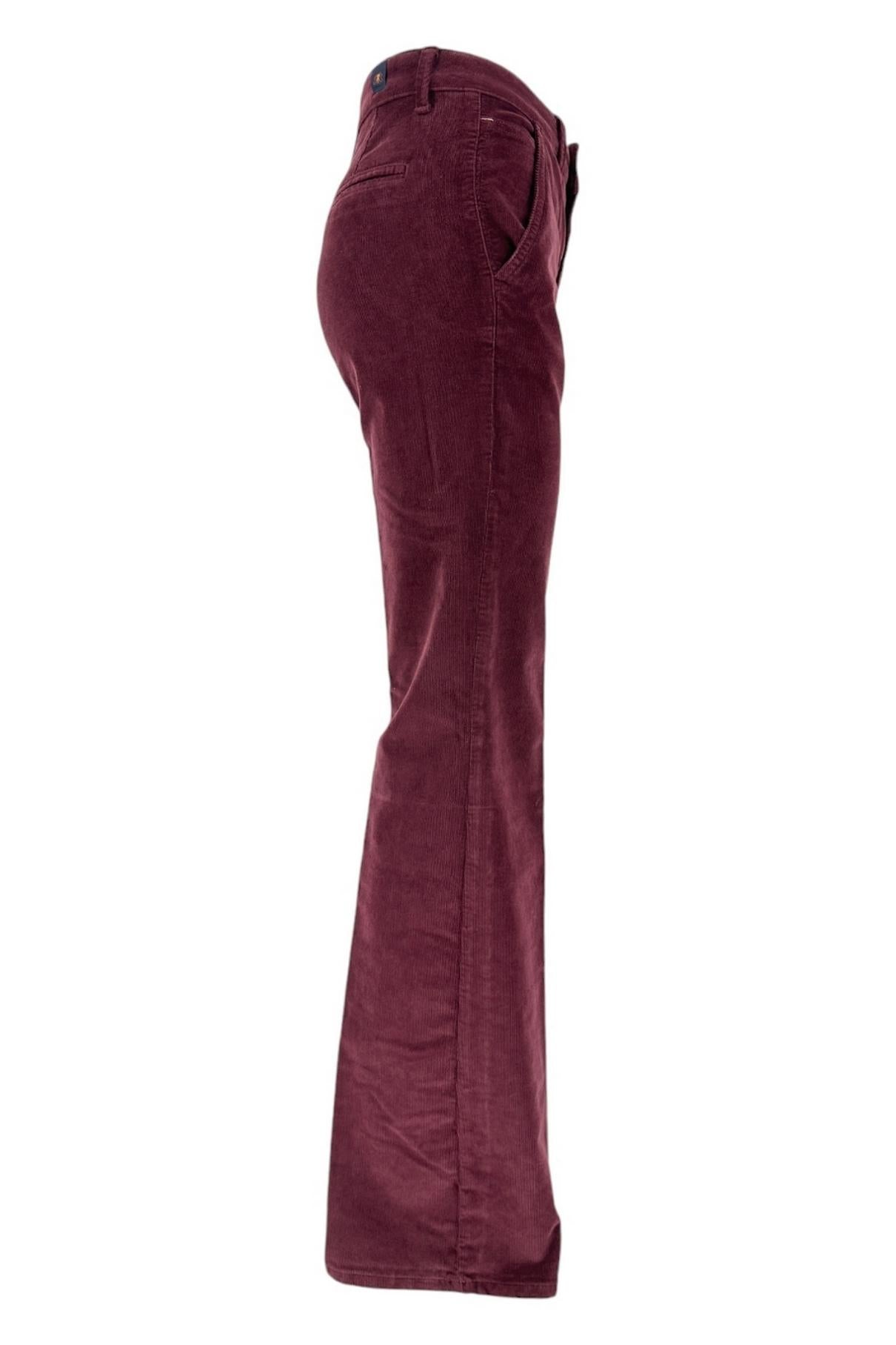 pantalone donna in velluto bordeaux 