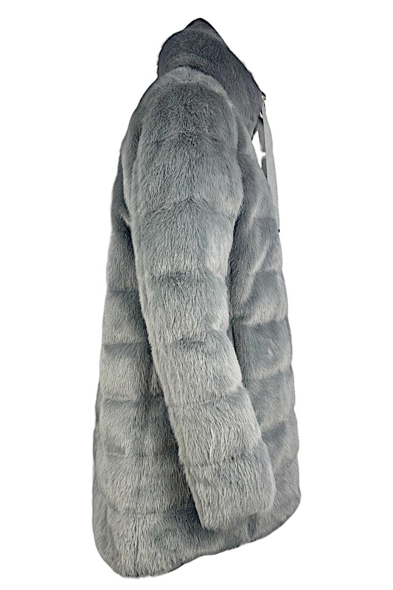 piumino donna in ecopelliccia grigio 