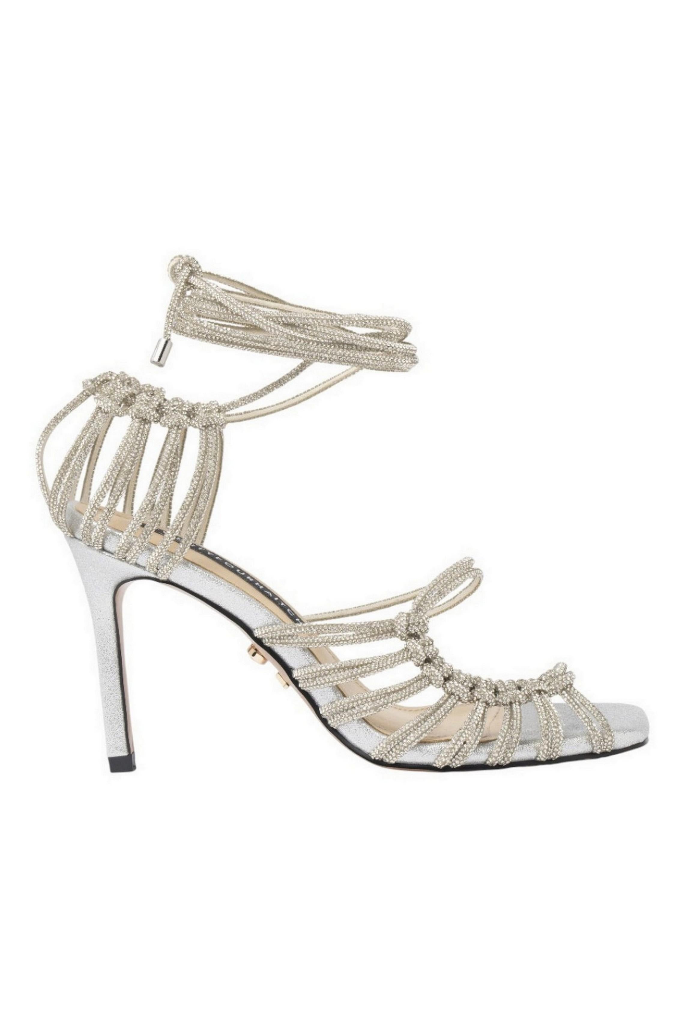 sandalo donna con strass argento 