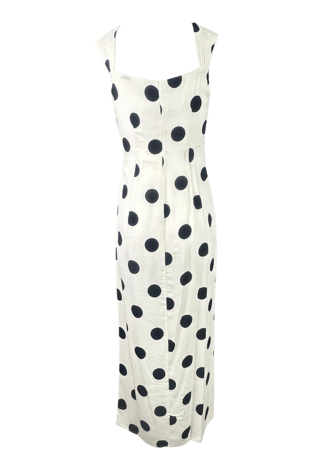 abito donna midi a pois grandi bianco e nero 