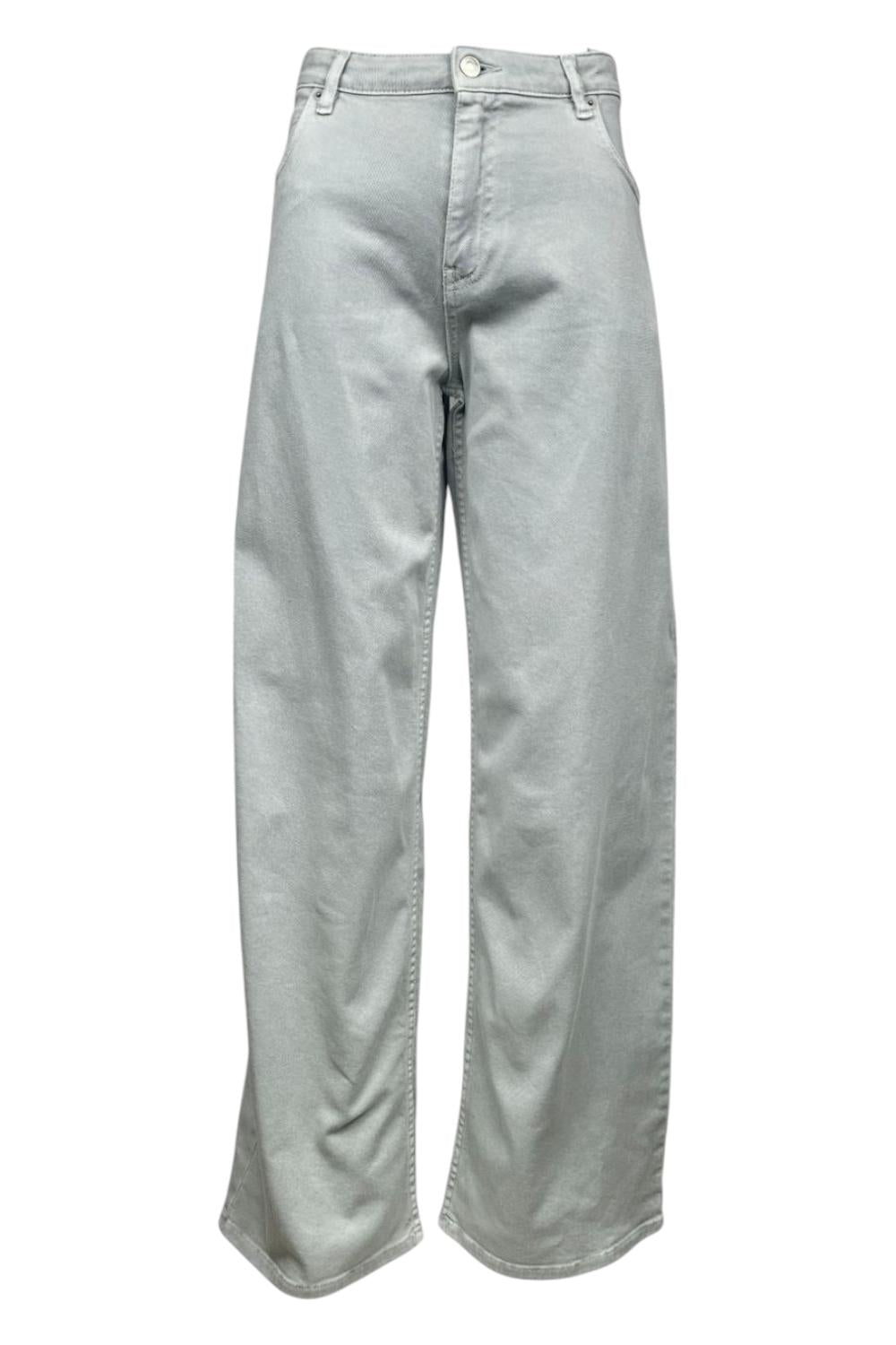 pantalone donna largo in bull denim grigio 