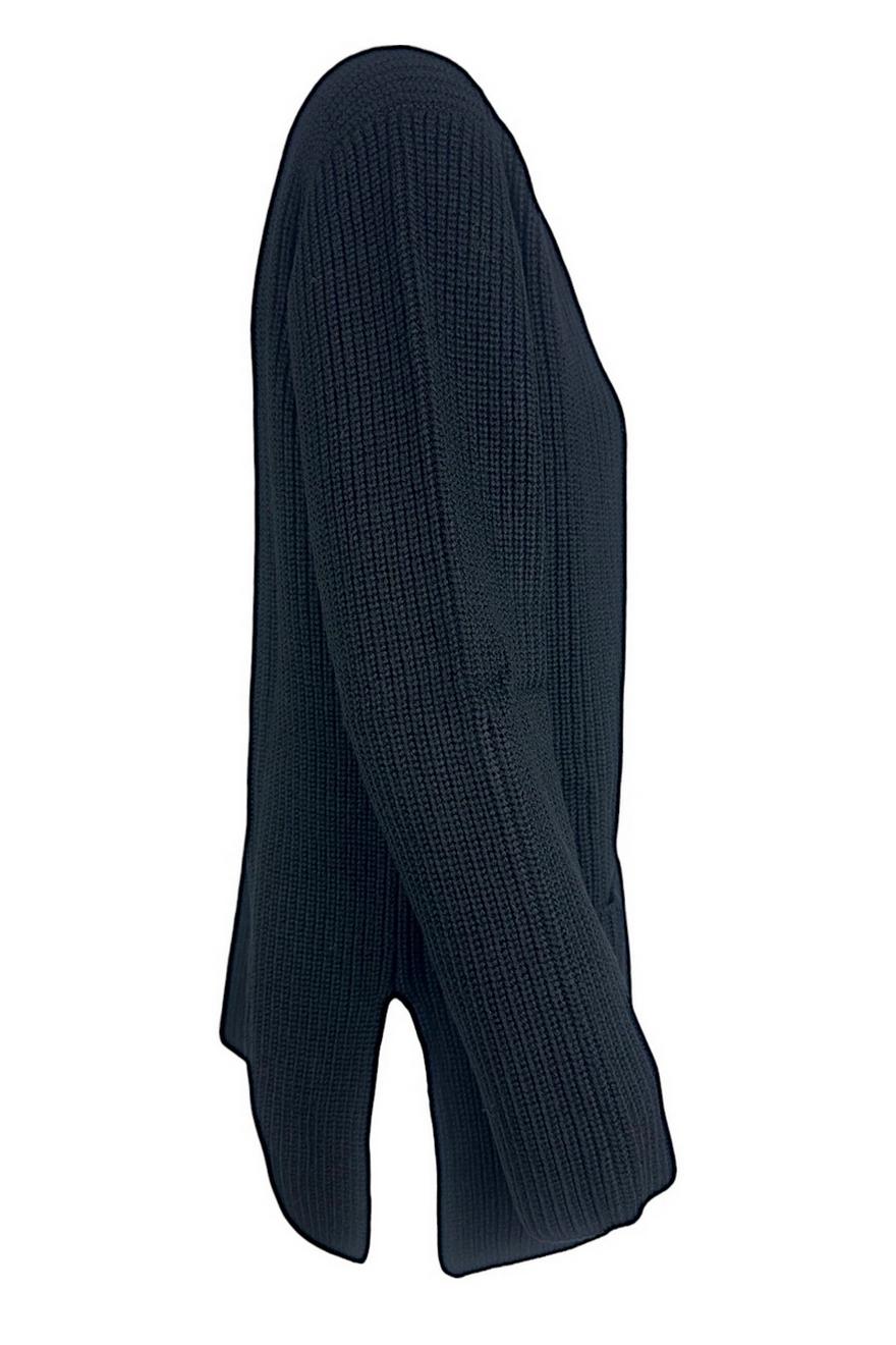 cardigan donna a coste nero 