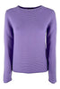 Maglia donna girocollo lavorazione cannettato lilla La fileria
