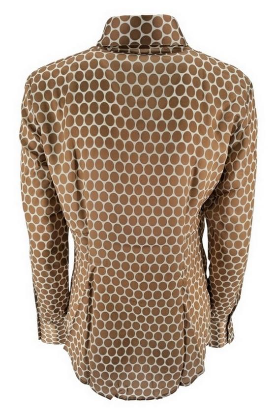 camicia donna a pois cammello e avorio 
