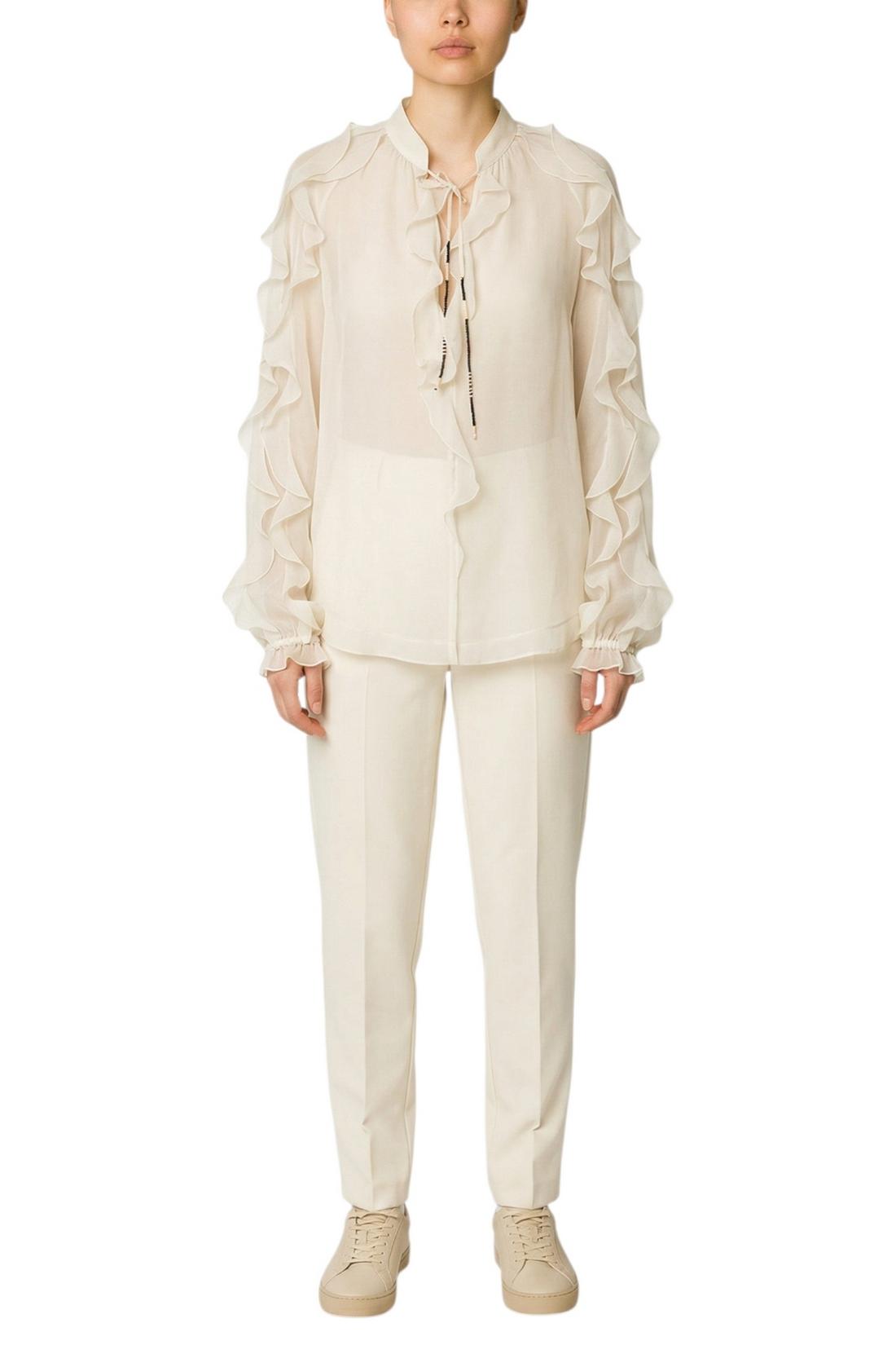 camicia donna con ruches latte 