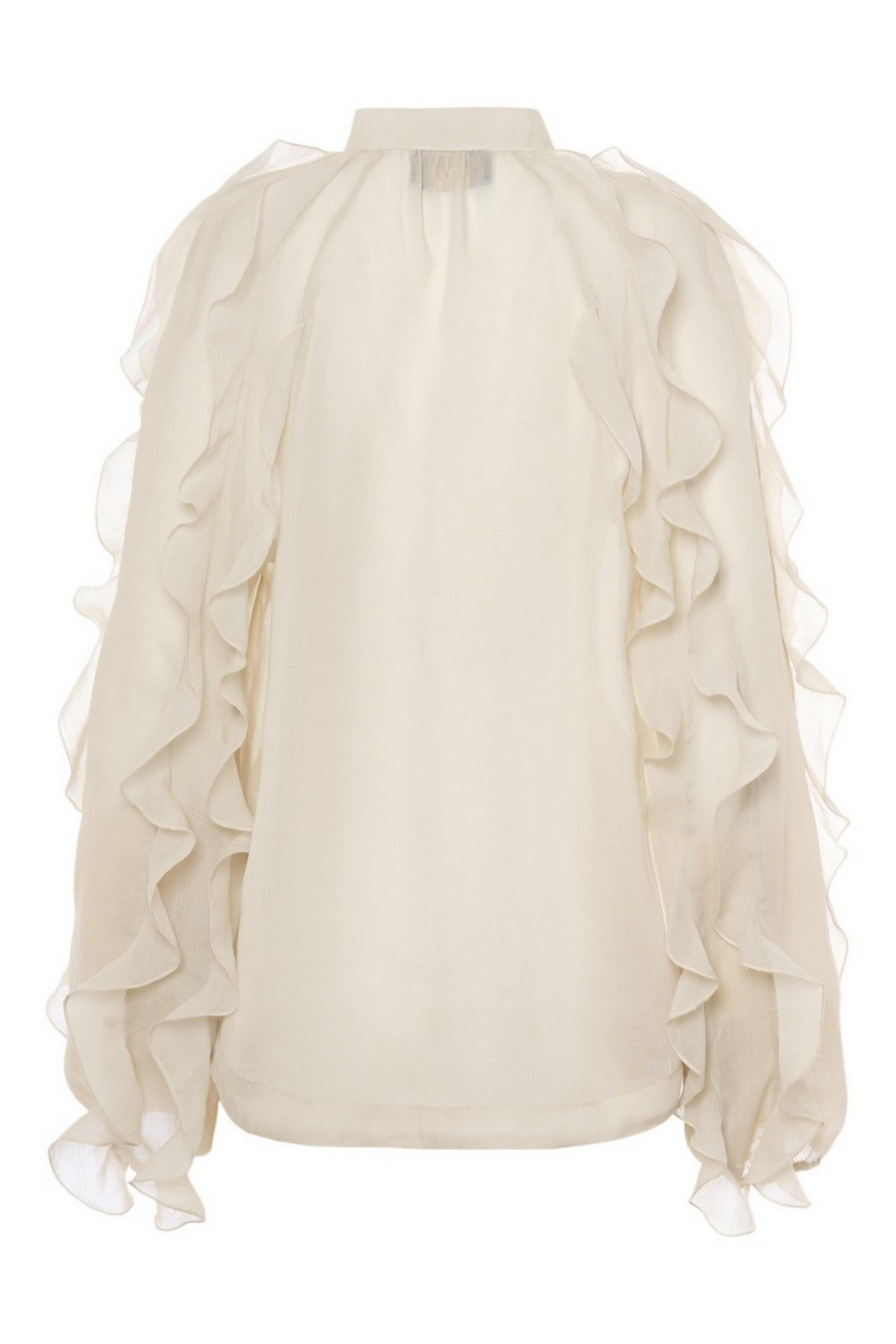 camicia donna con ruches latte 